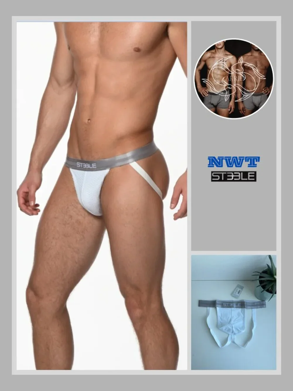 ST33LE - White Nylon Elastane Diamond Mesh Jockstrap (M)